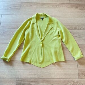 Eileen Fisher Green Silk Organic Cotton Interlock Knit Jacket Blazer Size S